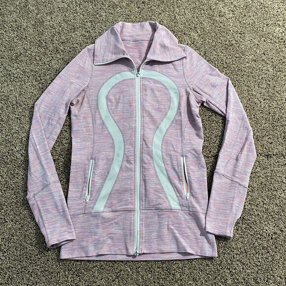 Lululemon Jacket Womens Sz 6 Pink In Stride High Neck Thumb Hole BBL Define - Picture 1 of 9